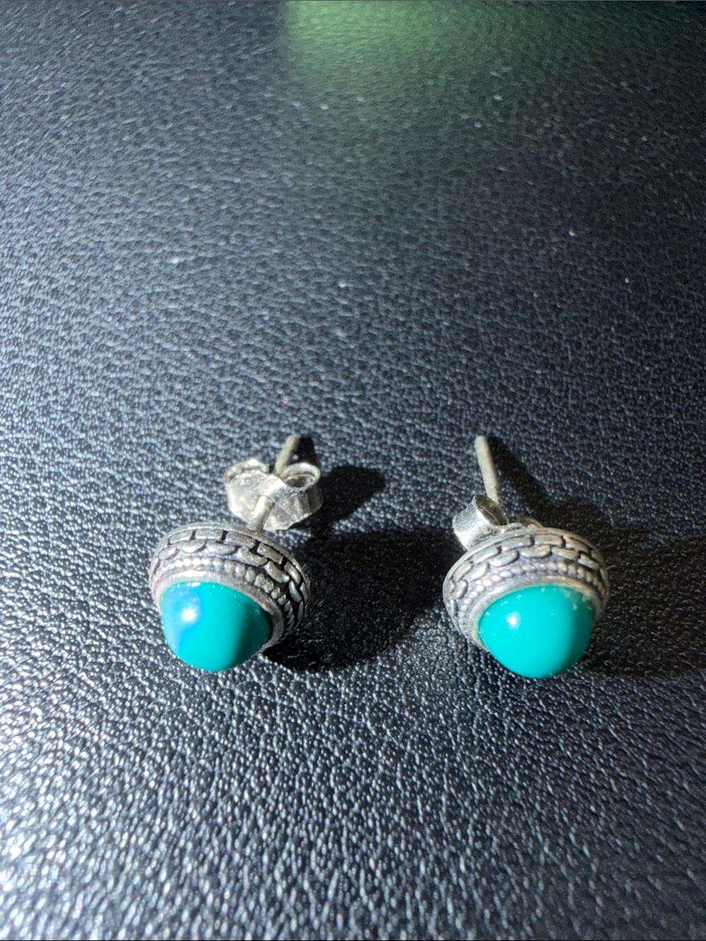 Turquoise Teardrop Sterling Silver Stud Earrings